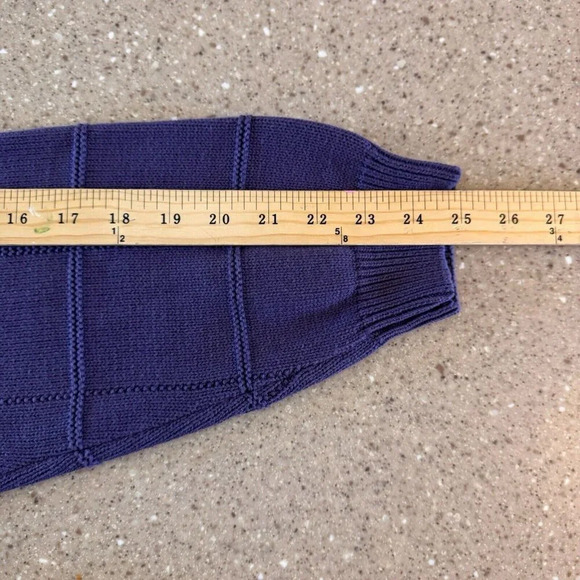 Vintage IZOD Men's Cable Knit Sweater XL 100% Cotton Purple - Picture 9 of 9